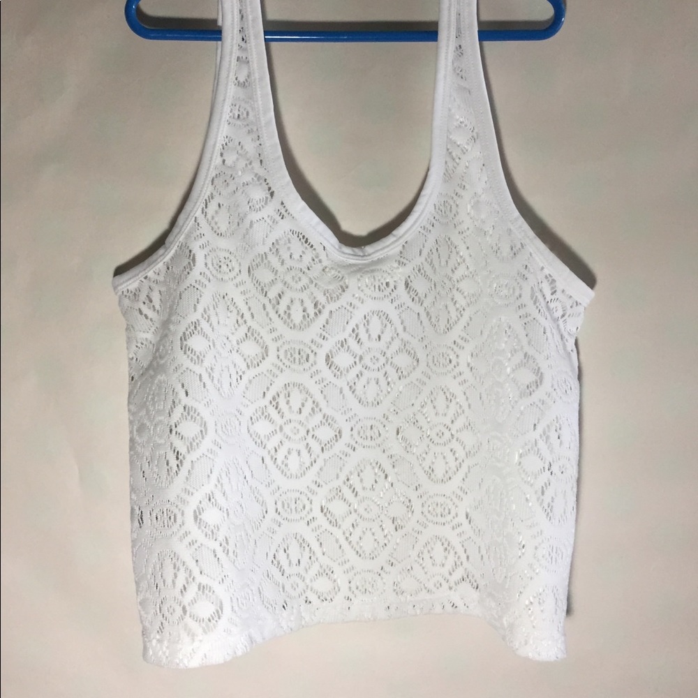 AEROPOSTALE | MESH WHITE FLOWER TOP